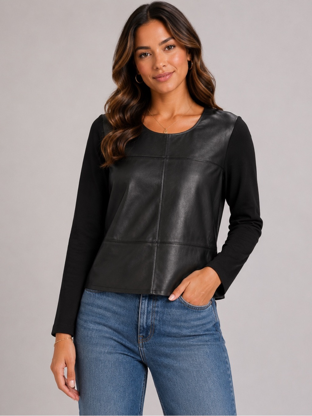 🎉5 for $45🎉 Bagatelle faux leather top blouse shirt size M black